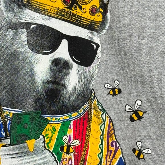 NWOT RIOT SOCIETY MO' HONEY MO' PROBLEMS ARTIST URBAN CREW GRAY SWEATSHIRT LARGE - Picture 4 of 7